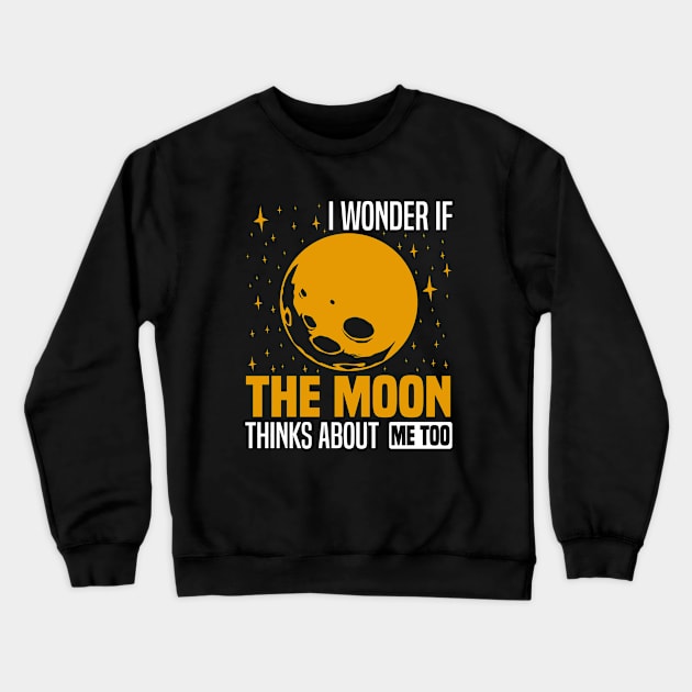 I wonder if the moon thinks about me too, Starry Night Reflection Graphic Crewneck Sweatshirt by BenTee